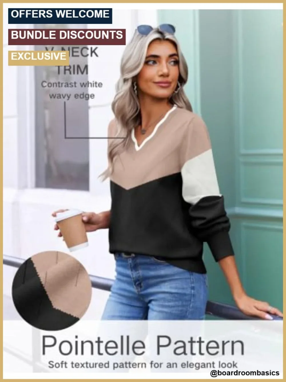 Women's V-Neck Knit Pullover Sweater